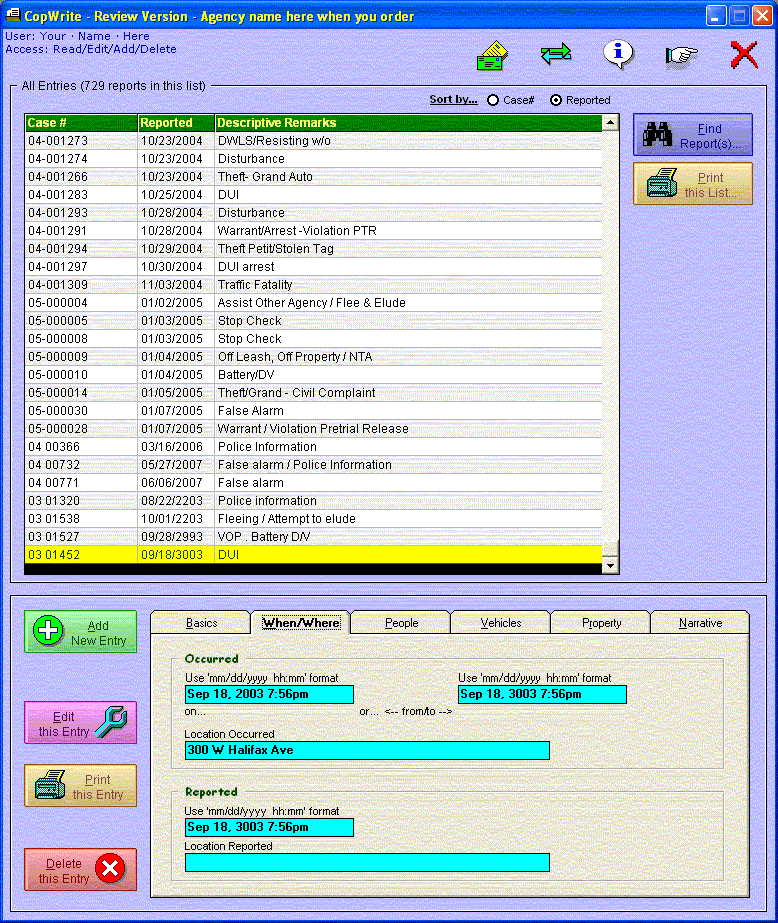 CopWrite - CopWrite - Computerized Police Report Writing